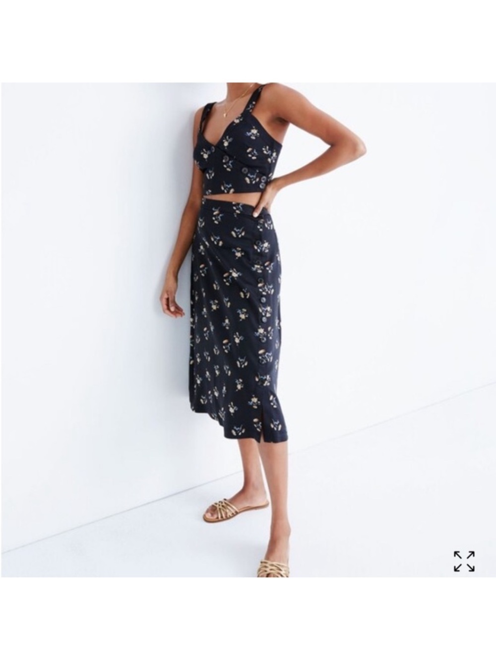 Madewell Floral Black Midi Skirt - Women's Skirt
